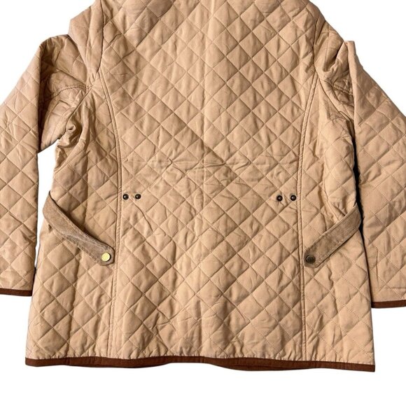 Joan Rivers Quilted Barn Jacket Khaki Brown Corduroy Detail Faux Suede Trim Sz L - Picture 5 of 16